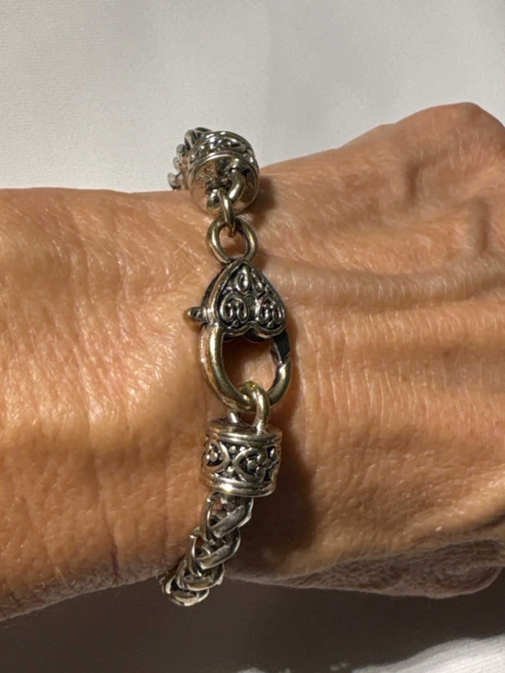 Brighton Style Silver Tone Chain Bracelet Heart Clasp Chunky Link 7.5–8” - Picture 2 of 5
